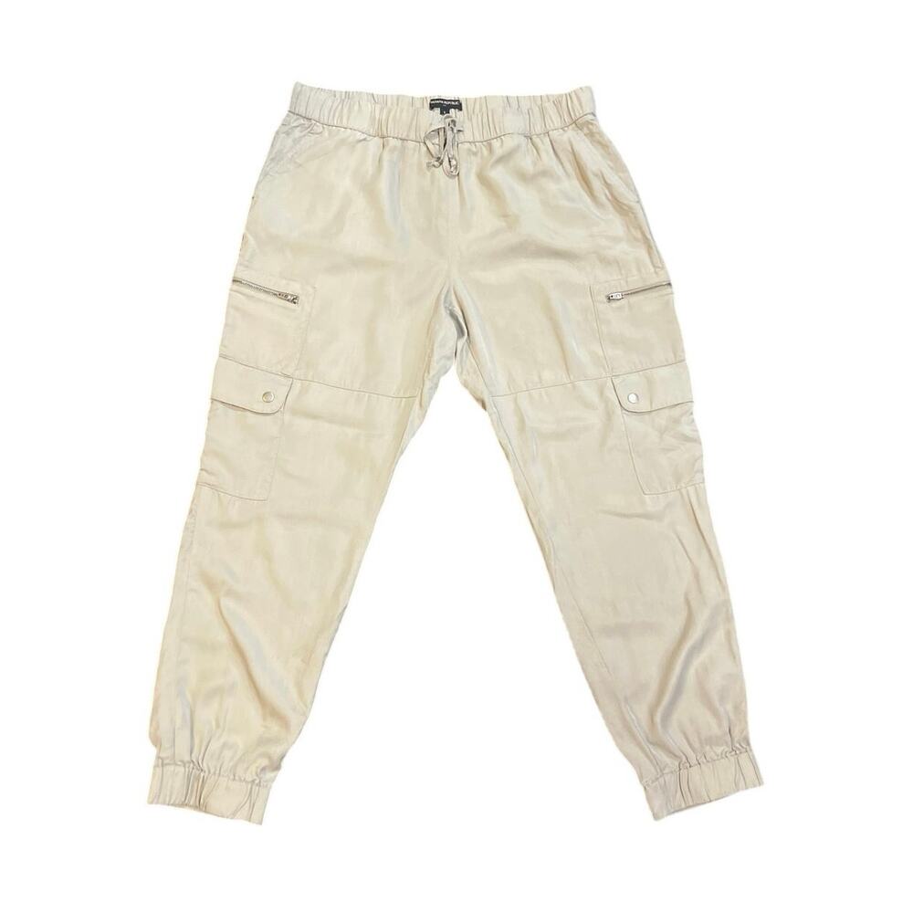 Banana Republic Drawstring Cargo Pants SZ L Zippered Utility Pockets Joggers